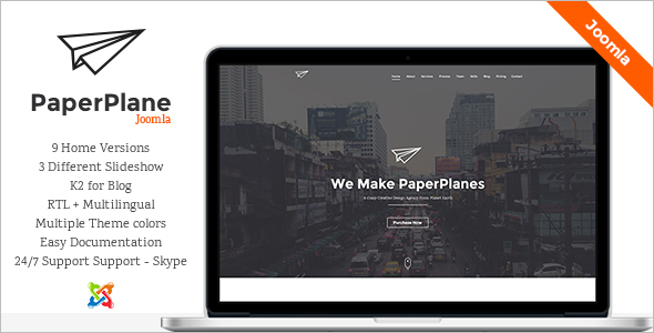 Paper Plane Creative Parallax Joomla Template