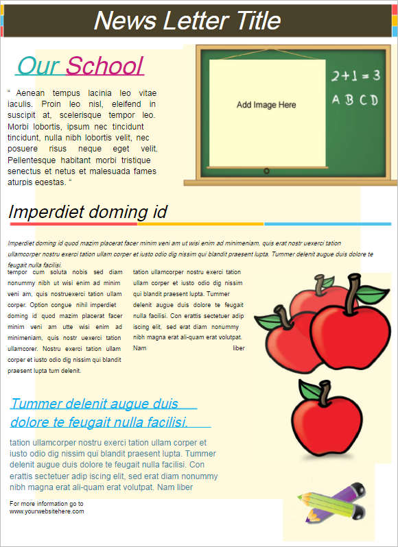 school newsletter templates for pages