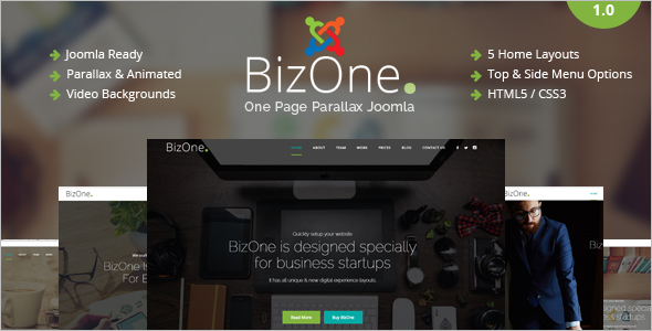 Startup Business One Page Joomla Template