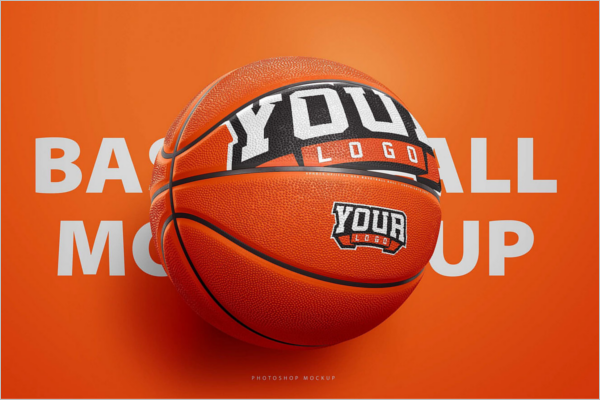 Basketball Ball Mock-Up Photoshop Logo Template