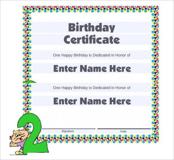 Birthday Certificate Template