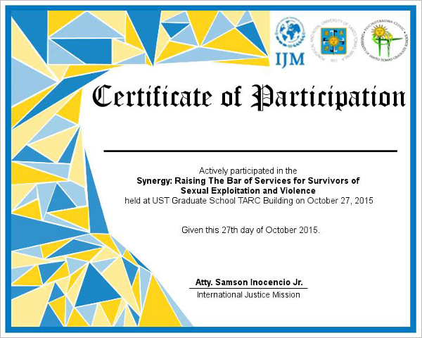 Free Templates For Certificates Of Participation