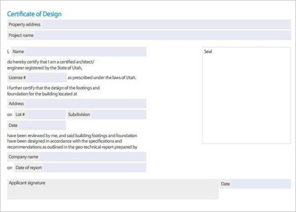 Certificate of Design Template