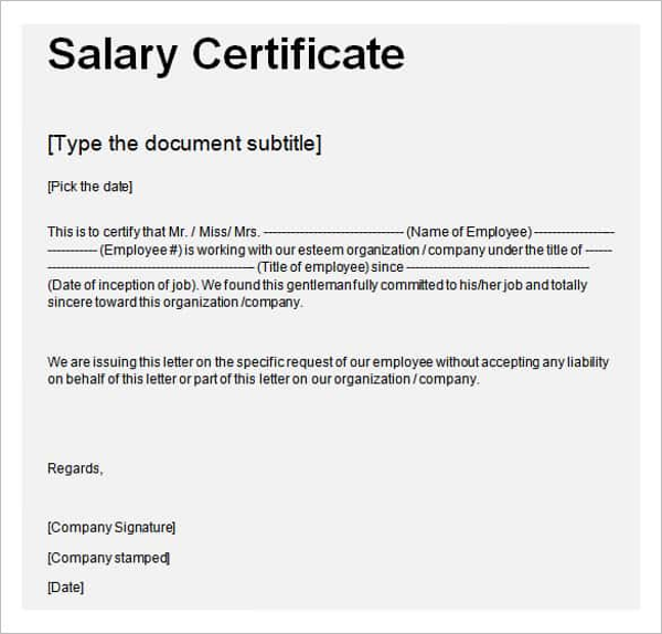Download Salary Certificate From Company Free