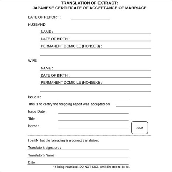 Marriage Certificate Template
