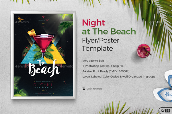 Night At The Beach Flyer Template