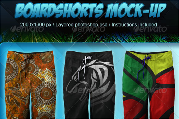 Photorealistic Boardshorts Mockup Photoshop Logo