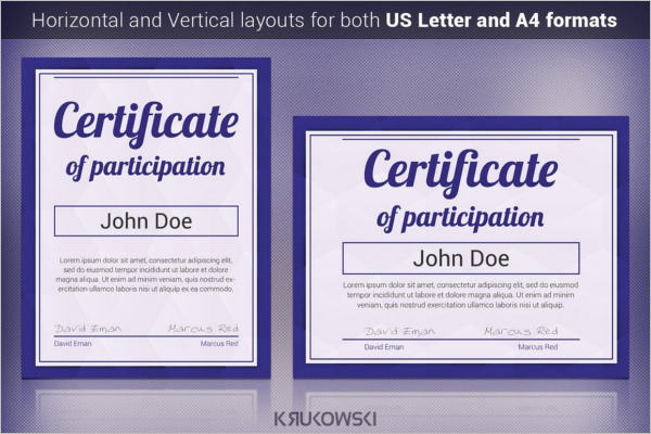 Sample Participation Certificate Template