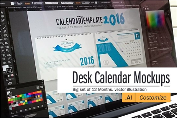 Simple Desk Calendar Mock Up Template