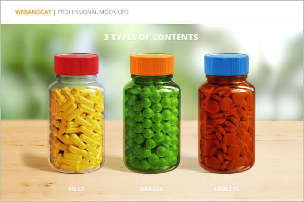 Tablet Bottles Mockup DesignÂ 