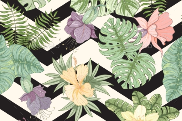 Tropical Flower & Leaves Pattern