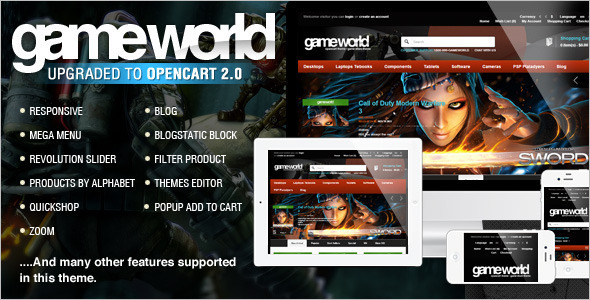 Video Games OpenCart Template Design