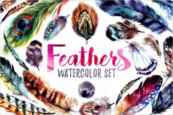 Watercolor Peacock Feather