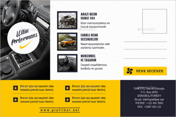 Automobile Introduction Postcard Template