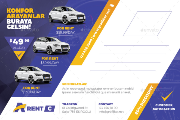 Automobile Postcard Vector Template