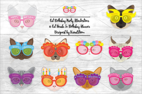 Birthday Cat Face Party Design