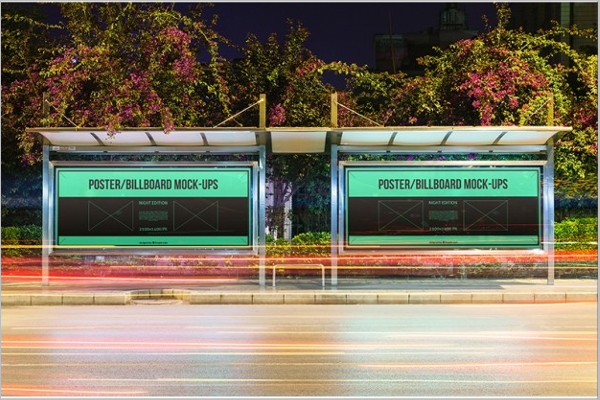 Bus Stop Posters Mockup Free Psd
