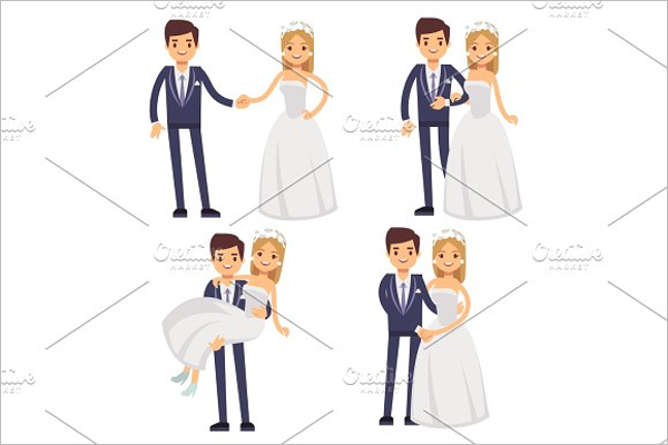 Cartoon Wedding Couple Photo Template