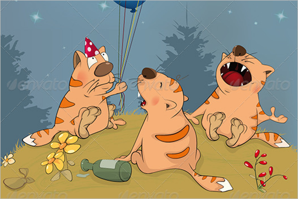 Cats Celebrates Birthday Party Design
