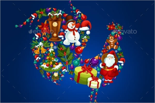 Christmas rooster decoration Template
