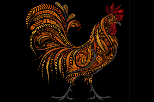 Festive Christmas Rooster Template