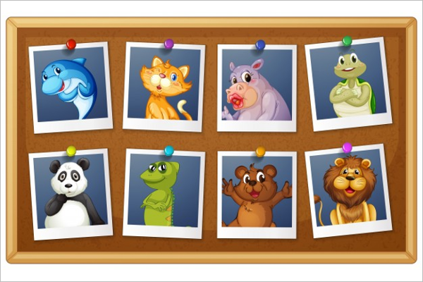 Free Cartoon Animals Photo Template