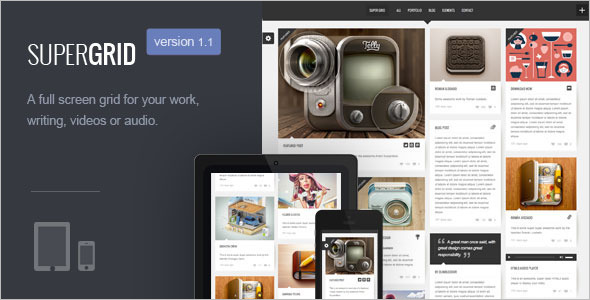 Fullscreen Grid Style WordPress Template