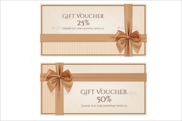 Gift Voucher Template with Golden Ribbon