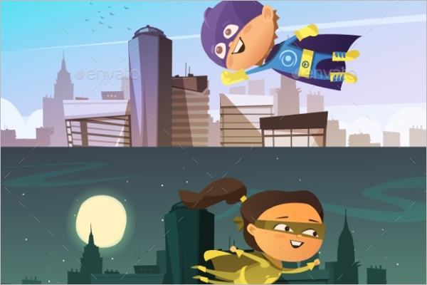 Kids Superhero Cartoon Template