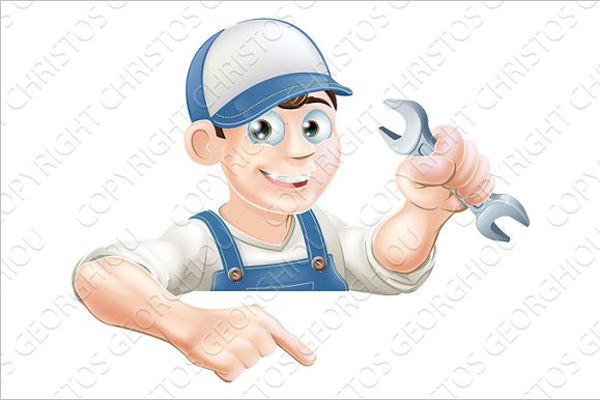 Mechanic Cartoon Photo Template
