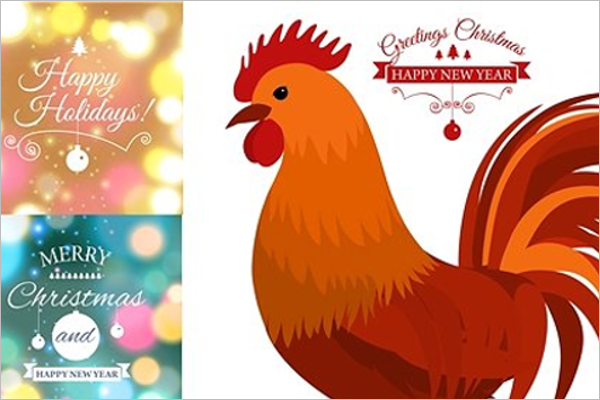 Merry Christmas Rooster Template