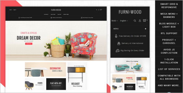Modern Furniture Prestashop Template