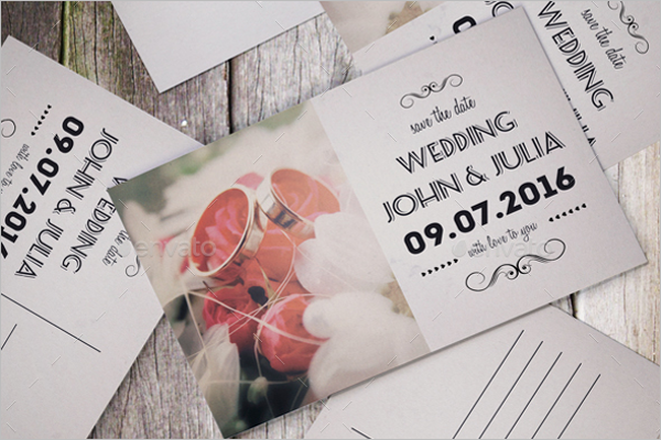 Realistic Wedding Postcard Design