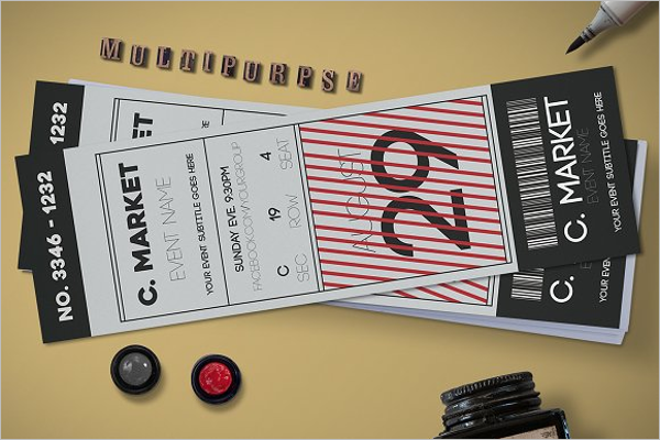 Stylish Event Ticket Mockup Design