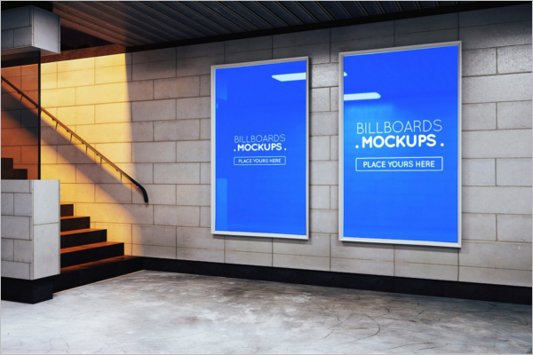 Subway Billboards Mockup PSD
