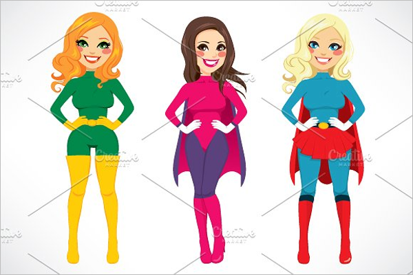 Super Hero Women Cartoon Design