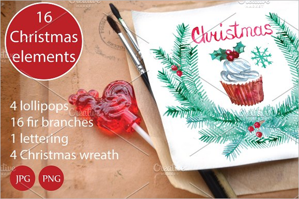 Watercolor Christmas set Template