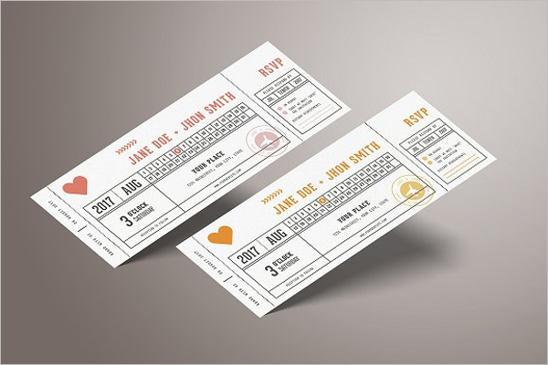 Wedding Invitation Vector Ticket Template