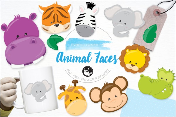 Animal Face Collection vector Design
