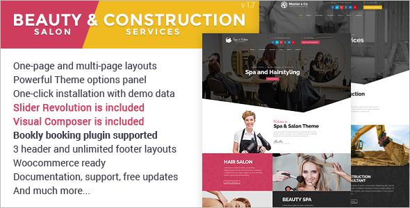 Beauty Salon & Construction Services Theme