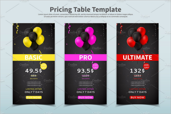 Best Pricing Table Template