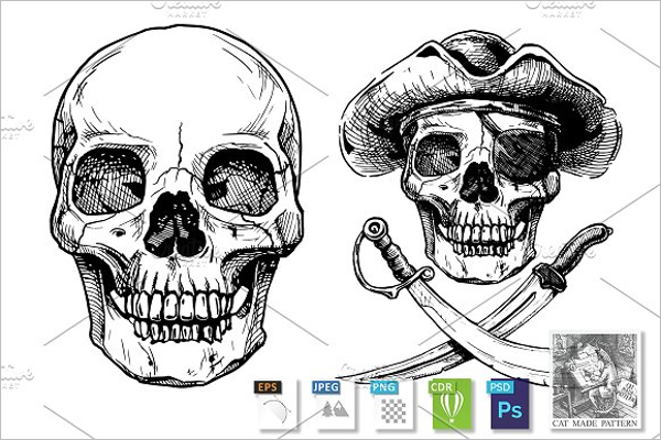 Black and White Skull Design