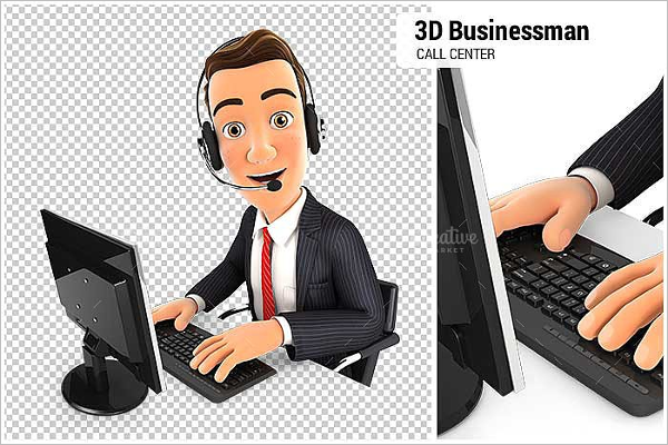 Businessman Call Center Vector Design