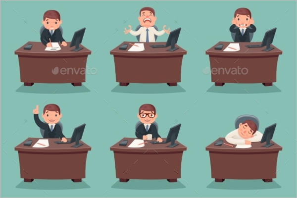 Businessman Work Place Vector Design