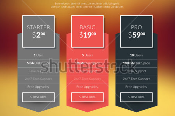 Commercial Price Tables Template