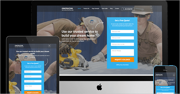 Construction Free Landing Page Theme