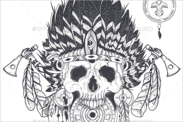 Crazy Skull Tattoo Design