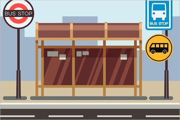 Elegant Bus Stop Illustration Vector