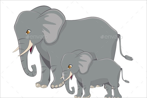 Flat Cartoon Elephant Template
