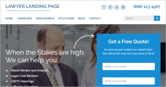 Free WordPress Landing Page Theme